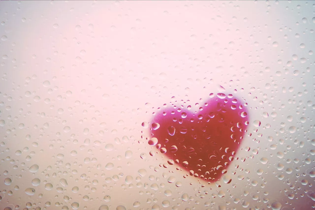 heart, window, rain